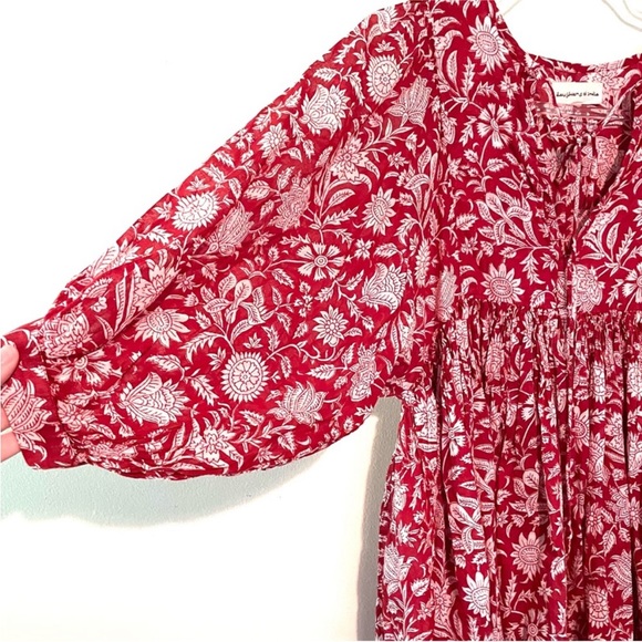 Daughters of India Kyra mini dress in saffron red. - Picture 6 of 10